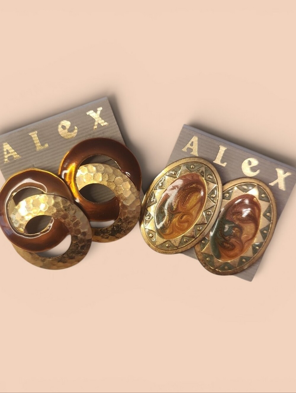 Alex Earrings NWT Set 2 Pairs Hammered Hoops & Tribal Enamel Gold Tone